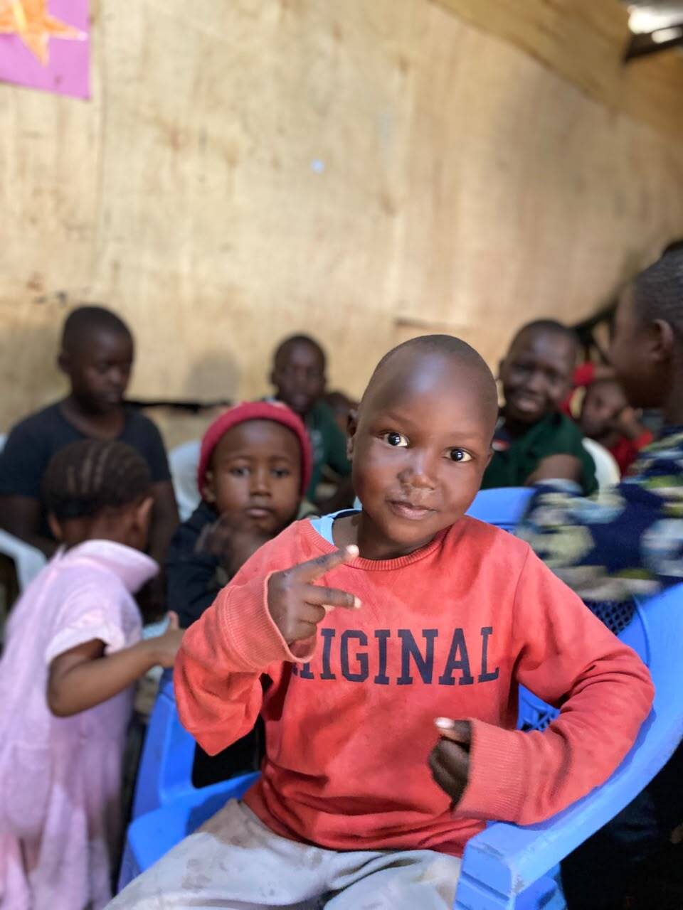 Volunteer spending time with children